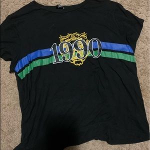 1990 cropped top with striped & tiger?